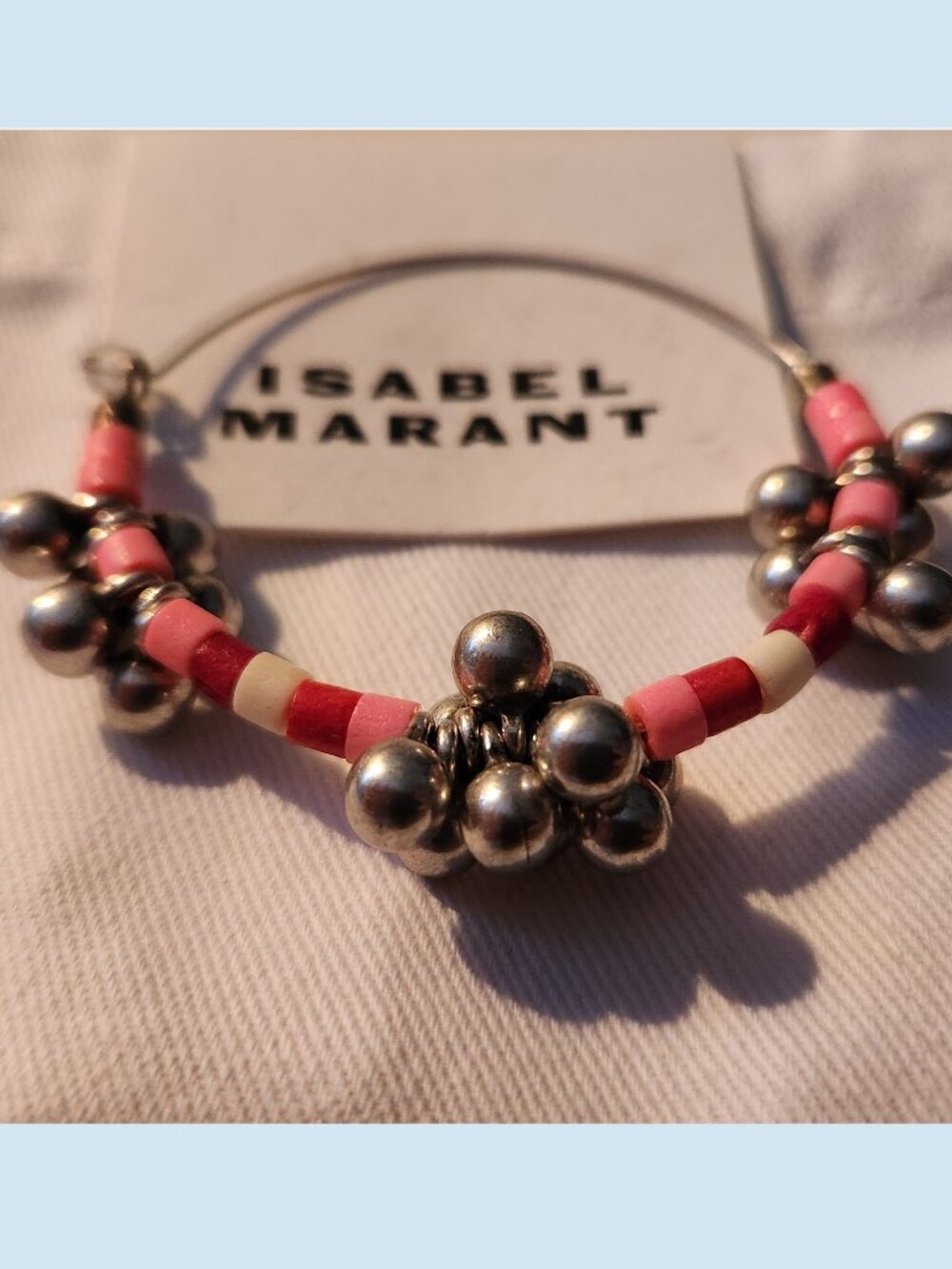 NWOT Isabel Marant Large Beaded Silver Hoop Earrings - Picture 2 of 4